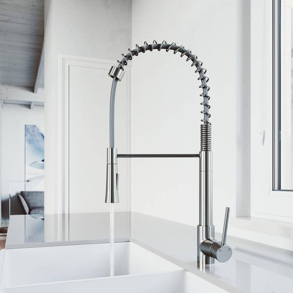 Stainless Steel Modern Pull-Down Kitchen Faucet with Brass Handle