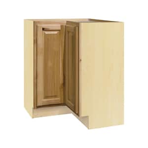 Hampton Natural Hickory Raised Panel Assembled Lazy Susan Corner Base Kitchen Cabinet (28.5 in. x 34.5 in. x 16.5 in.)