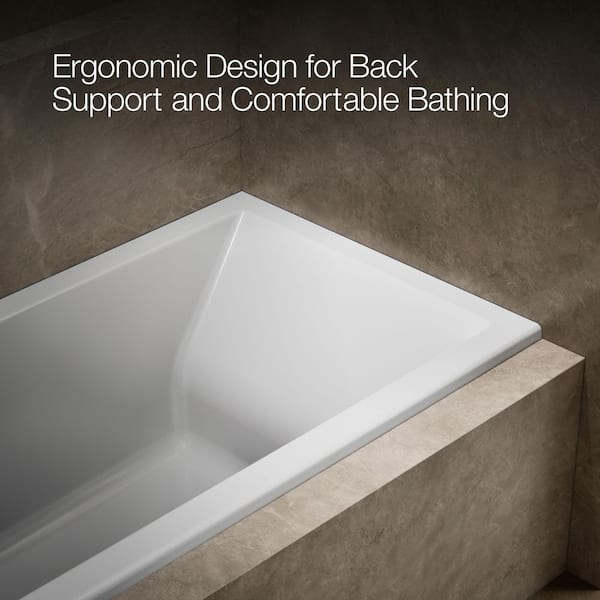 KOHLER Underscore 60 in. x 30 in. Rectangular Soaking Bathtub with