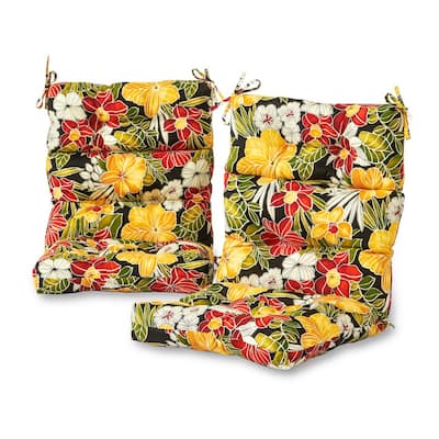 Greendale Home Fashions Aloha Floral Black Square Tufted Outdoor Seat ...