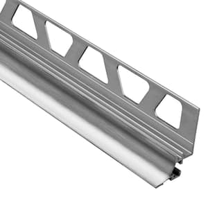 Dilex-AHKA Brushed Chrome Anodized Aluminum 3/8 in. x 8 ft. 2-1/2 in. Metal Cove-Shaped Tile Edging Trim