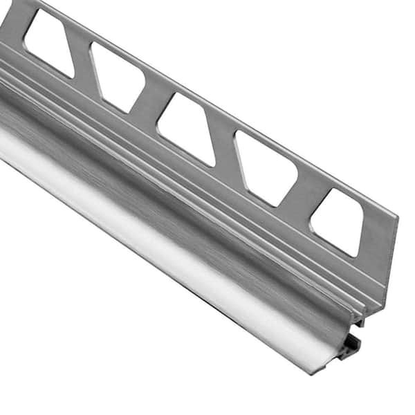 Schluter Dilex-AHKA Brushed Chrome Anodized Aluminum 3/8 in. x 8 ft. 2-1/2 in. Metal Cove-Shaped Tile Edging Trim