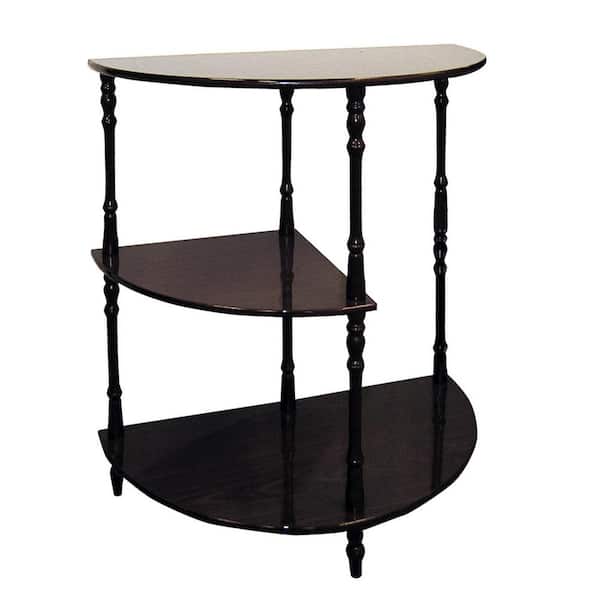 ORE International 11.5 in. 3-Tier Cherry Half-Circle Wood End Table