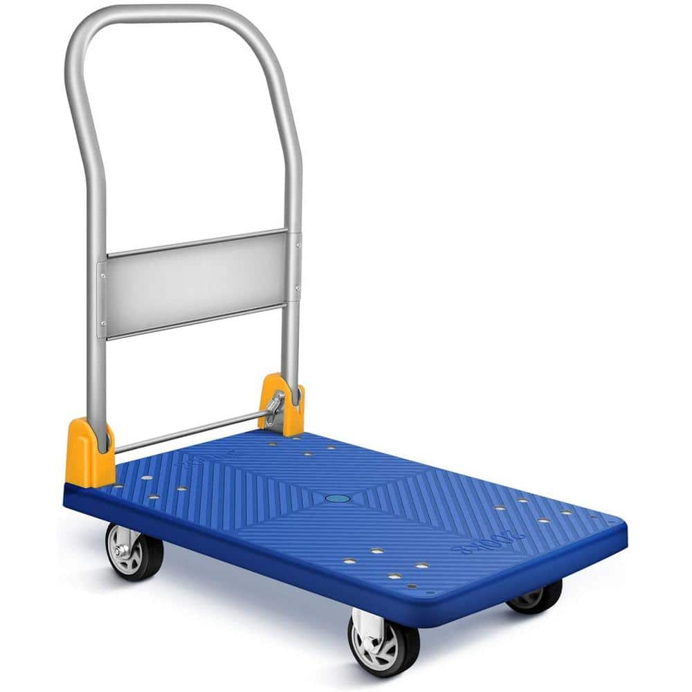 Blue Metal 440 lb. Capacity Platform Truck Dolly Cart with Swivel ...