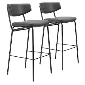 Charon 26.4 in. Open Back Plywood Frame Barstool with Faux Leather Seat - (Set of 2)