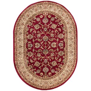 Barclay Sarouk Red 5 ft. x 7 ft. Oval Traditional Floral Area Rug