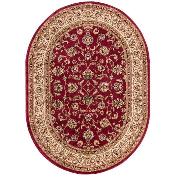 Well Woven Barclay Sarouk Red 5 ft. x 7 ft. Oval Traditional Floral Area Rug