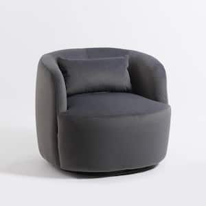 Modern Dark Gray Velvet Fabric Upholstered Swivel Accent Arm Chair