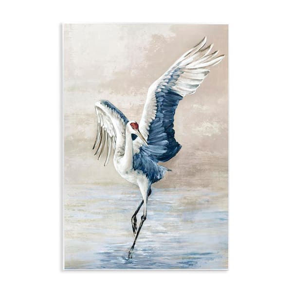 Stupell Industries Dancing Crane on Shore by Eli Jones Unframed Animal Graphic Art Print 19 in. x 13 in.