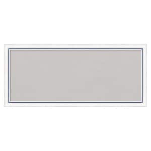 Morgan White Blue Wood Framed Grey Corkboard 32 in. x 14 in. Bulletin Board Memo Board