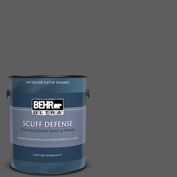BEHR ULTRA 1 gal. #N520-6 Asphalt Gray Extra Durable Satin Enamel Interior  Paint & Primer 775301 - The Home Depot