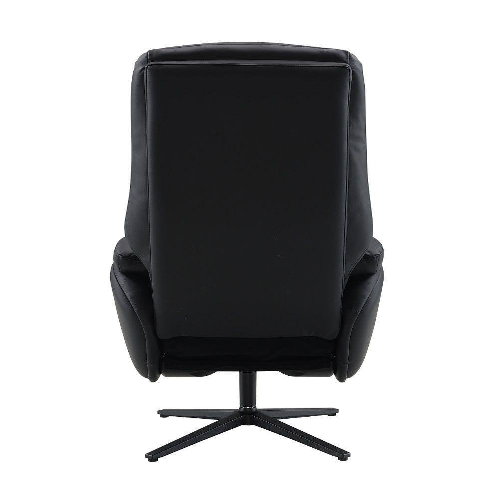 Black Leather Swivel Accent Chair with Ottoman