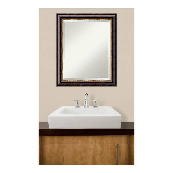 Amanti Art Tuscan 20 In W X 24 H, Black Distressed Vanity Mirror