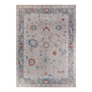 Oushak One-of-a-Kind Traditional Ivory 10 ft. x 14 ft. Hand Knotted Tribal Area Rug