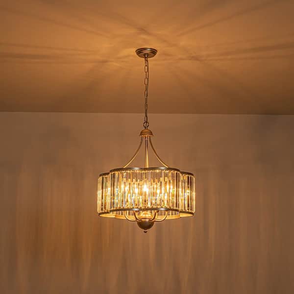 HUOKU Sea 6-Light 21.7 in.W Brass with Silver Undertones Flower