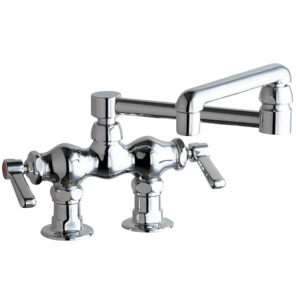 Chicago Faucets 2-Handle Standard Kitchen Faucet with 13 in. Double-Jointed Swing Spout in Chrome