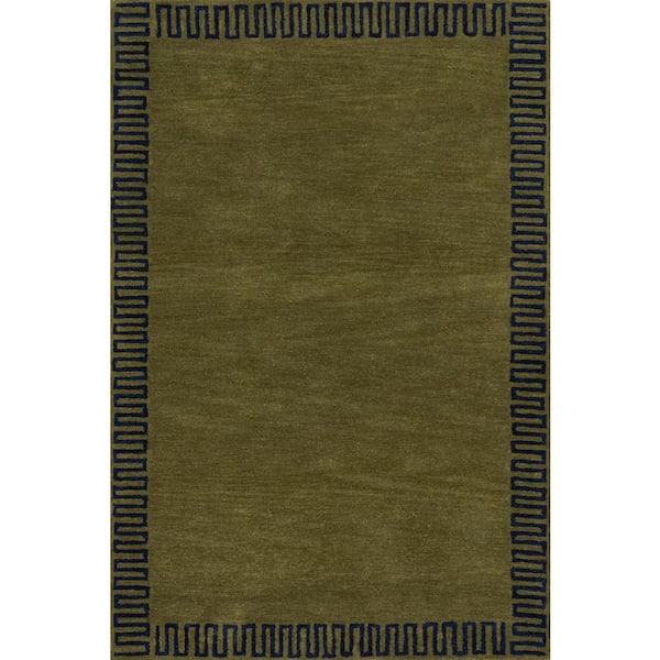 9 ft. x 12 ft. Green Taya Modern Bordered Indoor Area Rug