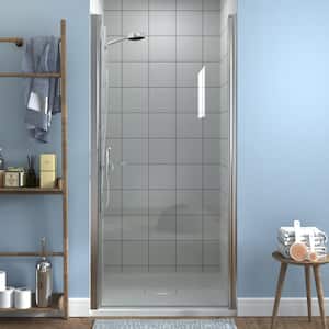 36-37.38 in. W x 72 in. H Fold Pivot Frameless Shower Panel Swing Corner Shower Door in Chrome with Clear Glass