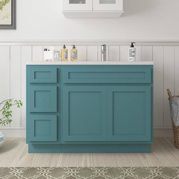 Vanity Art 48 in. W x 21 in. D x 32.5 in. H Bath Vanity Cabinet without Top in Sea Green