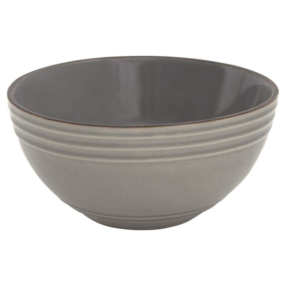 Grey Ceramic Ribbed Dinnerware Set, Service for 4