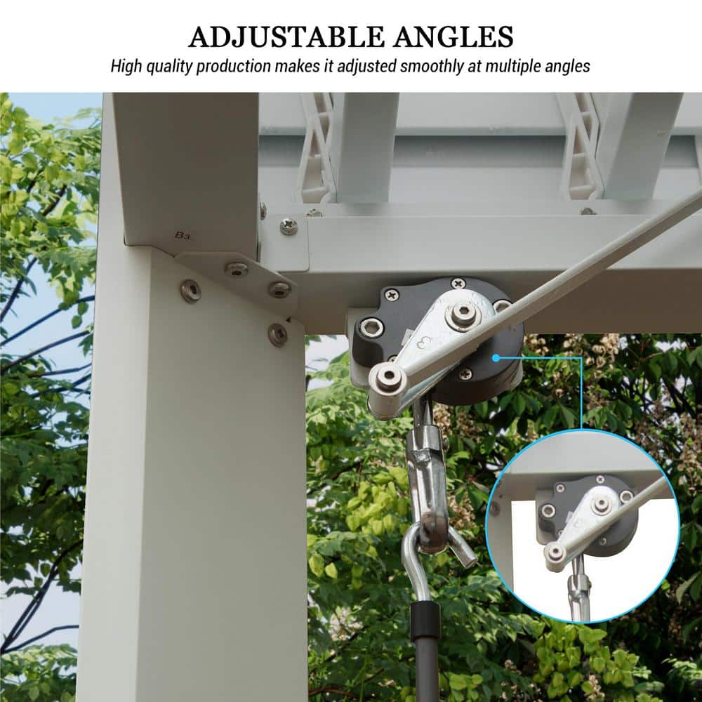 White 10' x 10' Aluminum Louvered Pergola with Adjustable Roof