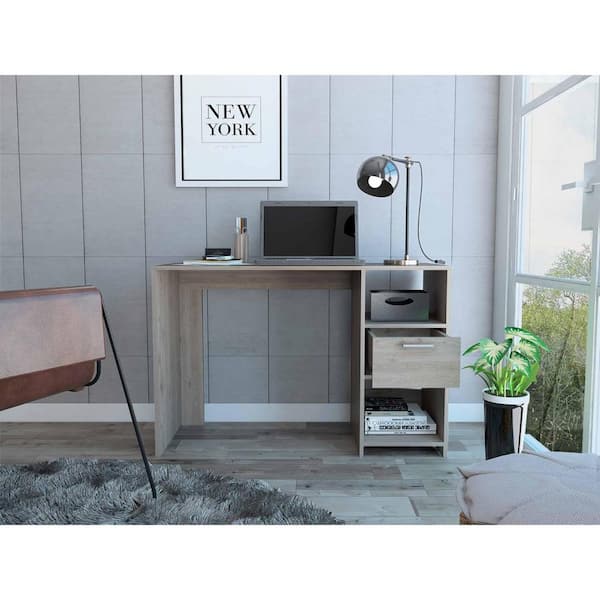 43.3 in. Rectangular Light Gray Engineered Wood 1-Drawer Computer Desks