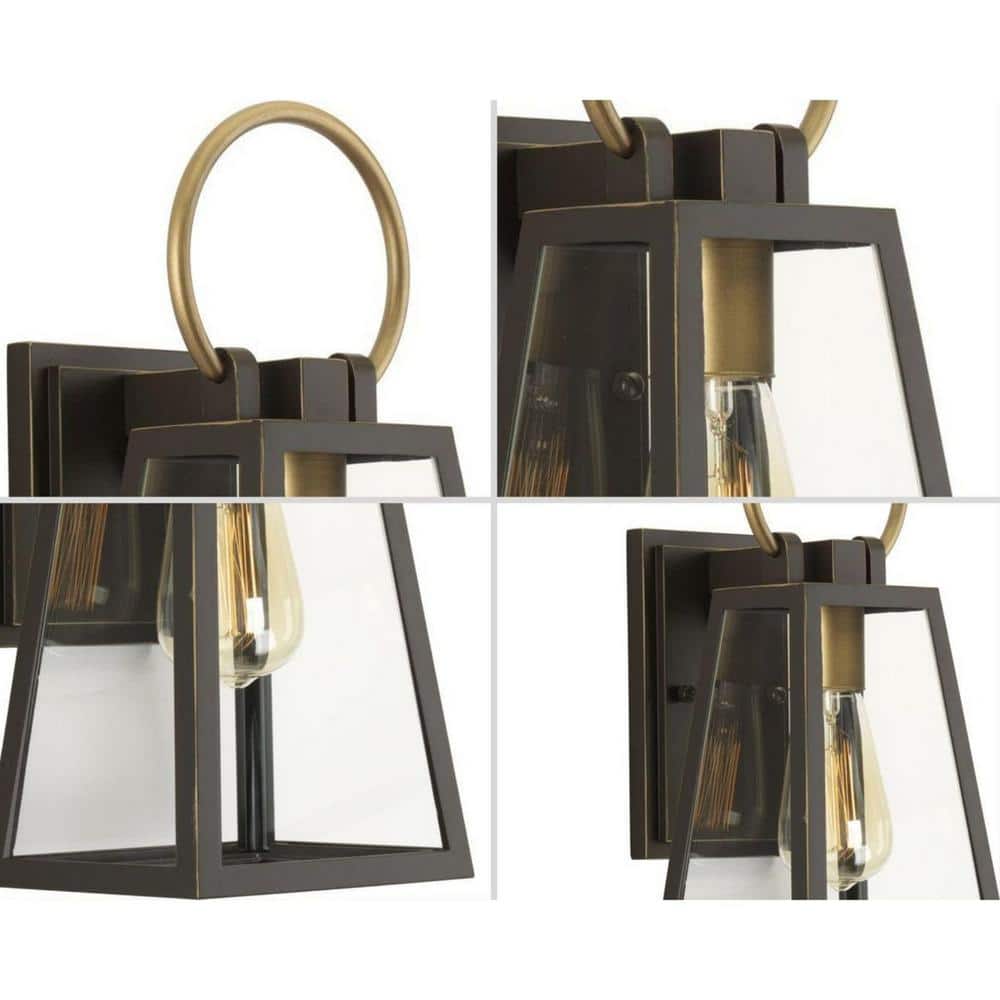 Antique Bronze Glass Pane Outdoor Wall Lantern
