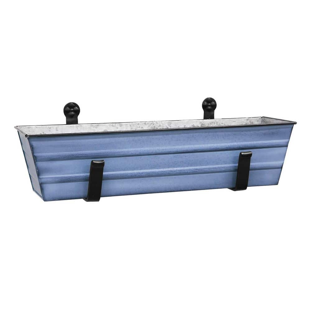 Small Galvanized Steel Flower Box Planter With Wall Brackets, 22 Inch Wide, Nantucket Blue price history on PriceWatchPro
