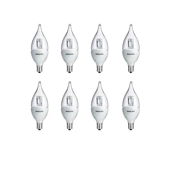 Philips 25W Equivalent Soft White (2700K) BA11 Bent Tip Candle Dimmable LED Light Bulb (8-Pack)