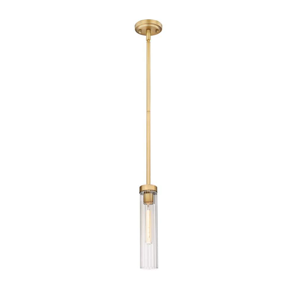Beau Rubbed Brass and Clear Glass LED Pendant Light