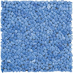 Sky Blue 11.8 in. x 11.8 in. Pebble Polished Glass Mosaic Tile (4.83 sq. ft./Case)