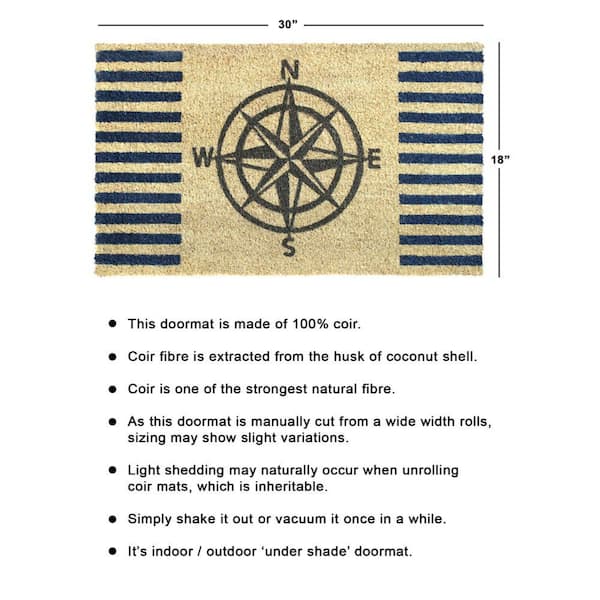 Gray Welcome Compass 18 in. x 30 in. Doormat
