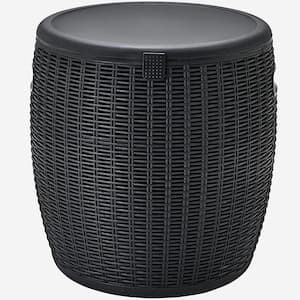 9.5 Gal. 4-in-1 Resin Wicker Outdoor Side Table with Storage