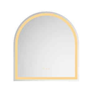 32 in. W x 34 in. H Arched Frameless LED Light Wall Anti-Fog Bathroom Vanity Mirror
