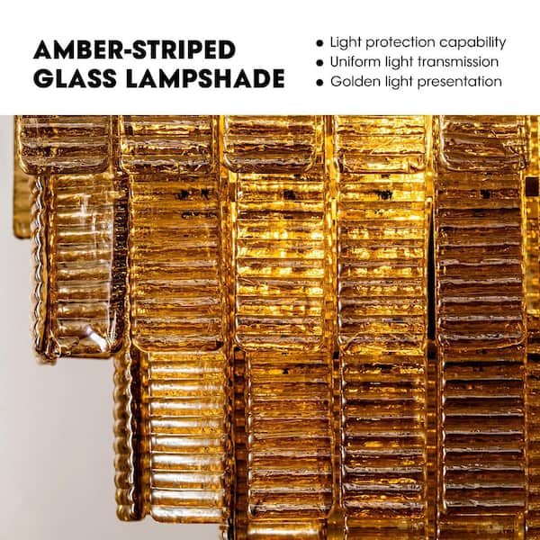 Ecogleam 47 in. 17-Light Vintage Gold Rectangle Chandelier, Large