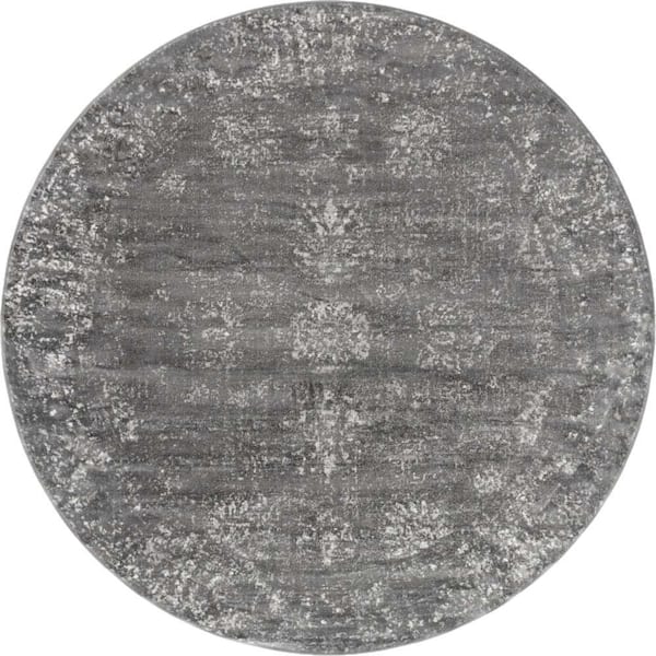 Unique Loom Sofia Casino Dark Gray 7 ft. x 7 ft. Area Rug