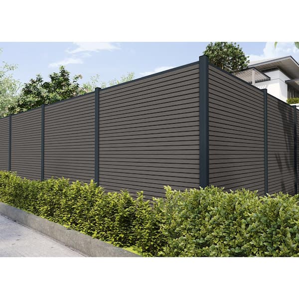 Ultra Easy Fencing 6 ft.Hx6 ft.W Argentinian Silver Gray Wood Plastic Composite Horizontal Fence Section with Gray Frame