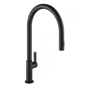 Oletto High-Arc Single-Handle Pull-Down Sprayer Kitchen Faucet in Matte Black