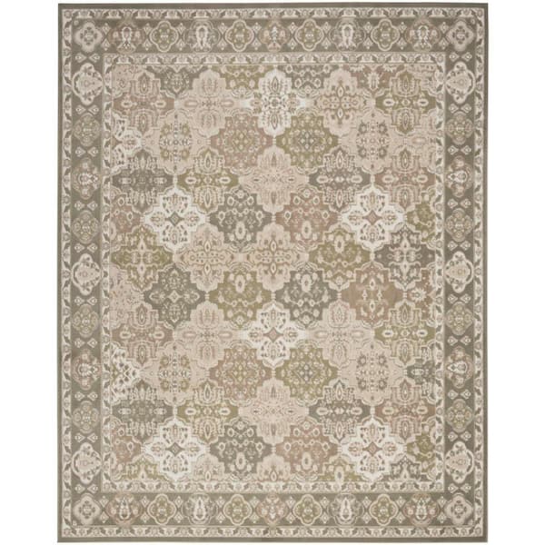 Nourison Grafix Green 9 ft. x 12 ft. Center medallion Traditional Area Rug