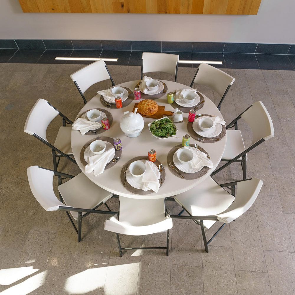 Lifetime 60 Inch Round Folding Banquet Table in Almond