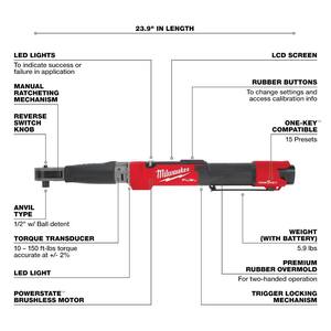 M12 FUEL ONE-KEY 12-Volt Lithium-Ion Brushless Cordless 1/2 in. Digital Torque Wrench Kit with Two 2.0 Ah Batteries