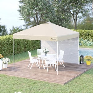 10 ft. x 10 ft. Pop-Up Canopy Tent with 1 Removable Sidewall, Instant Sun Shelter for Parties with Wheeled Carry Bag