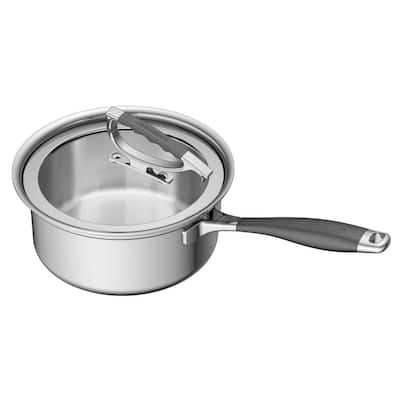 Delarlo Tri Ply Stainless Steel 12 6 Quart Saute Pan Glass Lid