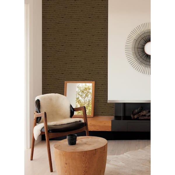 Naia Brown Horizontal Wavy Lines Strippable Matte Non-Pasted Non-Woven Paper Wallpaper