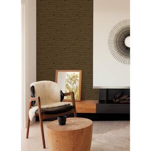 Naia Brown Horizontal Wavy Lines Strippable Non-Woven Paper Wallpaper Sample