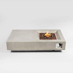 Brown Rectangular Wicker Outdoor Fire Pit Table with Glass Rocks, 50000 BTU