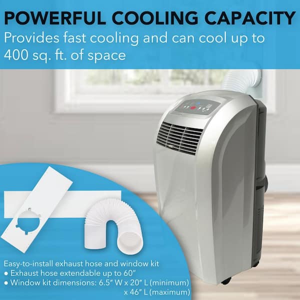 5,000 BTU (12,000 BTU ASHRAE) Portable Air Conditioner Cools 400 Sq. Ft. with Dehumidifier, Remote and Filter in Gray