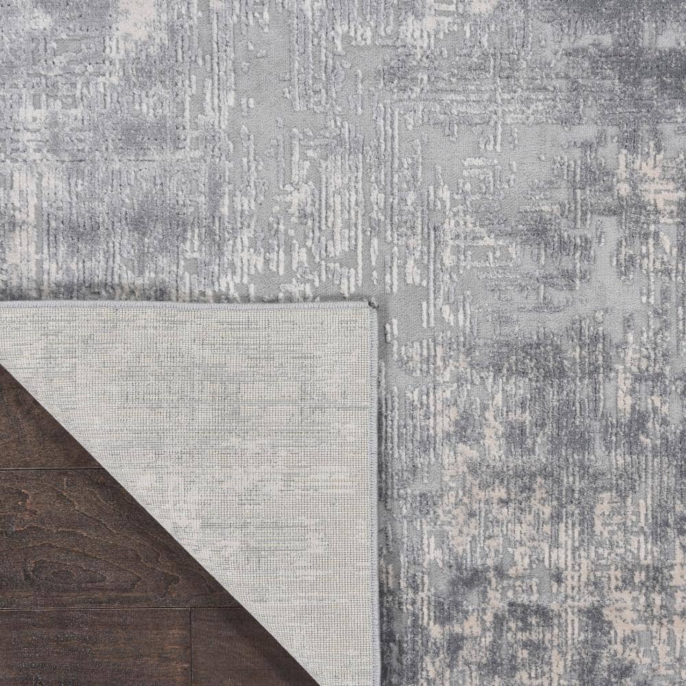 Ivory & Silver Hand-Knotted Synthetic 2'2" x 7'6" Runner Rug