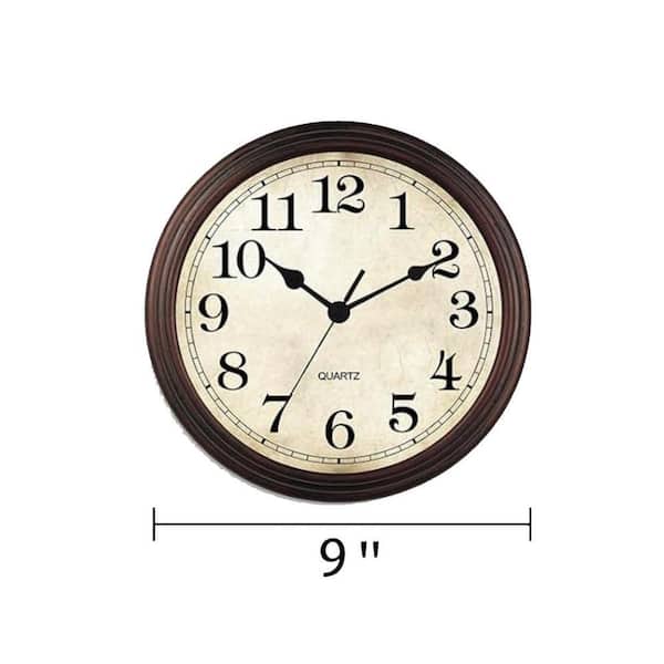 Vintage 9 Inch Bronze Wall Clock Battery Operated Quartz Silent  display picture 1