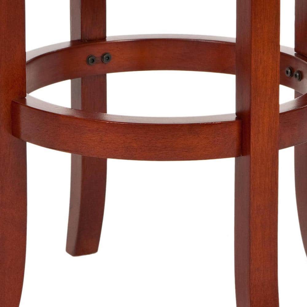 Ellwood Light Cherry and Black Leather Swivel Counter Stool